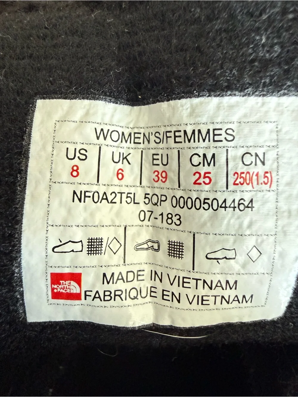 The North Face Women's ThermoBall Lace II Boot‎ Black Grey Puffer Lace-up Size 8